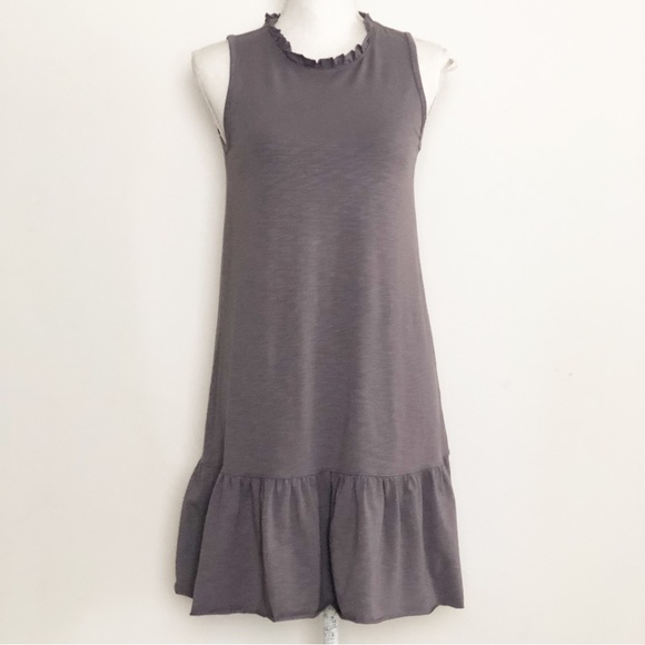 ANTHROPOLOGIE LILLA | P Gray Sleeveless Tank Ruffle Peplum Mini Dress Size XS - Picture 1 of 12